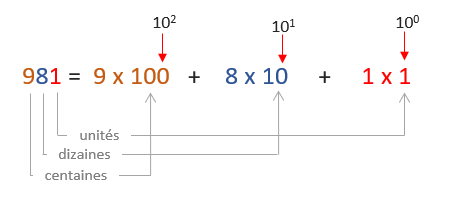 représentation décimale du nombre 981