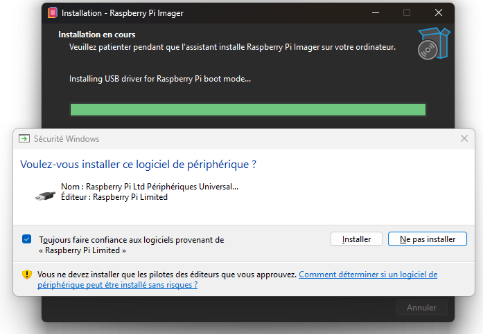 Raspberry Pi : option d'ajouter ou pas un raccourci sur votre bureau de travail