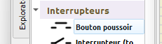 Bouton poussoir depuis la bibliothèque composant
