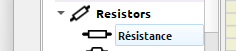 Résistance électrique à partir de la bibliothèque des composants dans SimulIDE