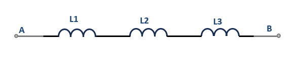 Schéma de trois inductances montées en série