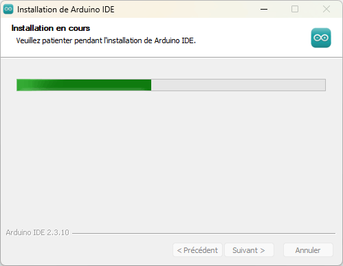Etape 4 : Installation en cours - Installation Arduino IDE