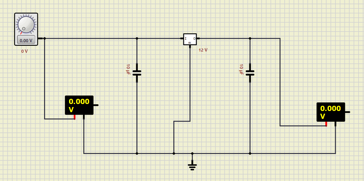 Montage d'un étage de régulation 12V DC sous SimulIDE