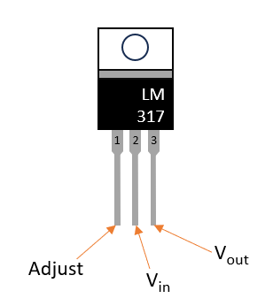 Schéma des broches du régulateur LM317 (pinout)