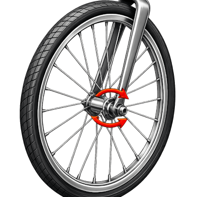 Exemple d'une liaison pivot (la roue d'une bicyclette)