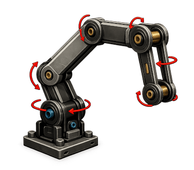 Exemple d'une liaison pivot (le bras articulé d'un robot)